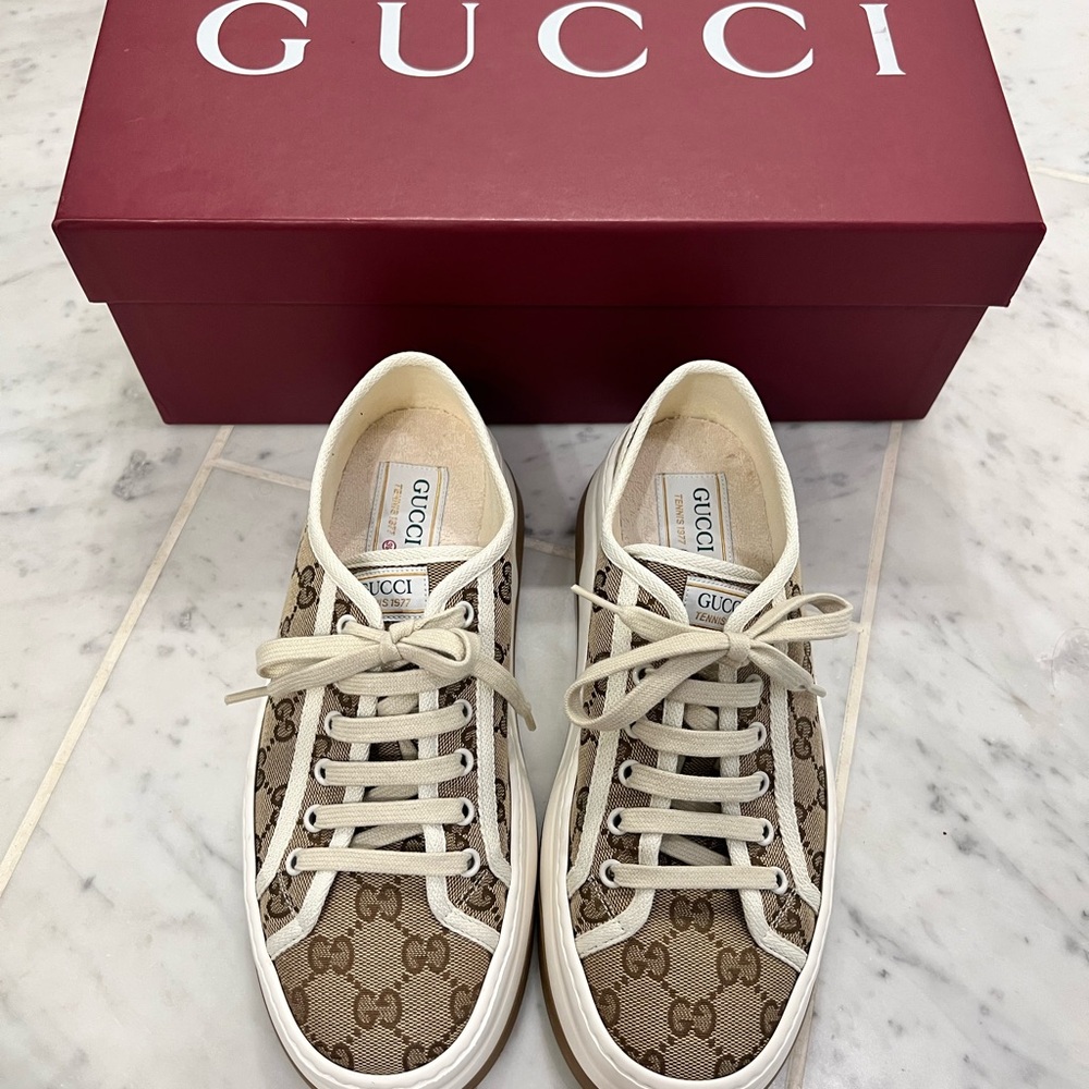 Gucci Tennis 1977 logo jacquard monogram canvas sneakers